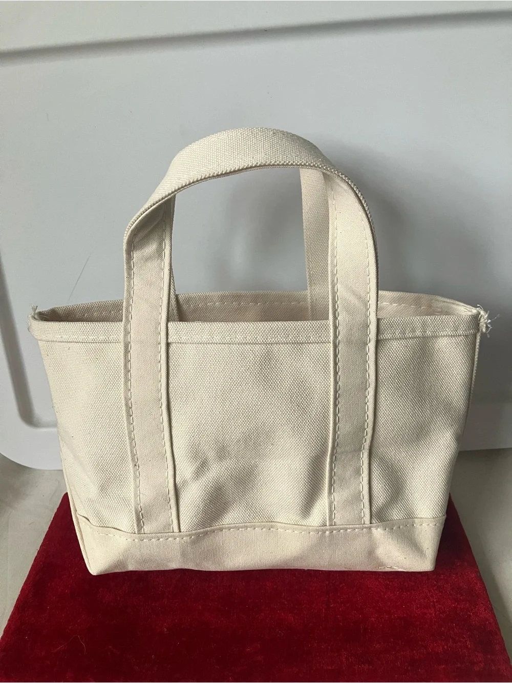 L.L. Bean Solid Natural Boat and Tote Bag Mini Size Cursive P Monogram USA NWOT